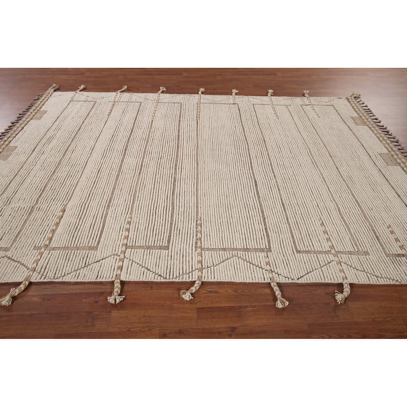 Earth Tone Moroccan Oriental Area Rug Handmade Wool Carpet - 6'0"x 9'4"
