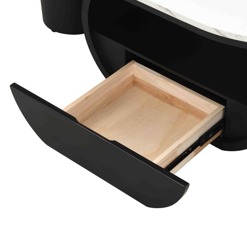 47'' Living Room Oval Shaped Coffee Table with Storage Drawer