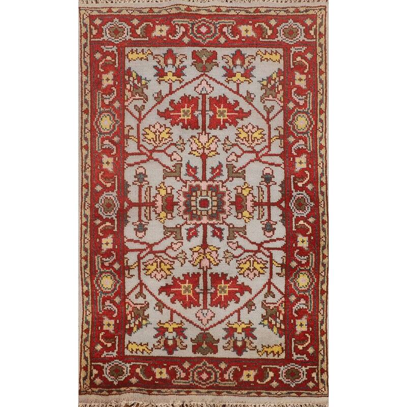 Heriz Serapi Oriental Foyer Rug Hand-Knotted Wool Carpet - 3'0"x 4'11"