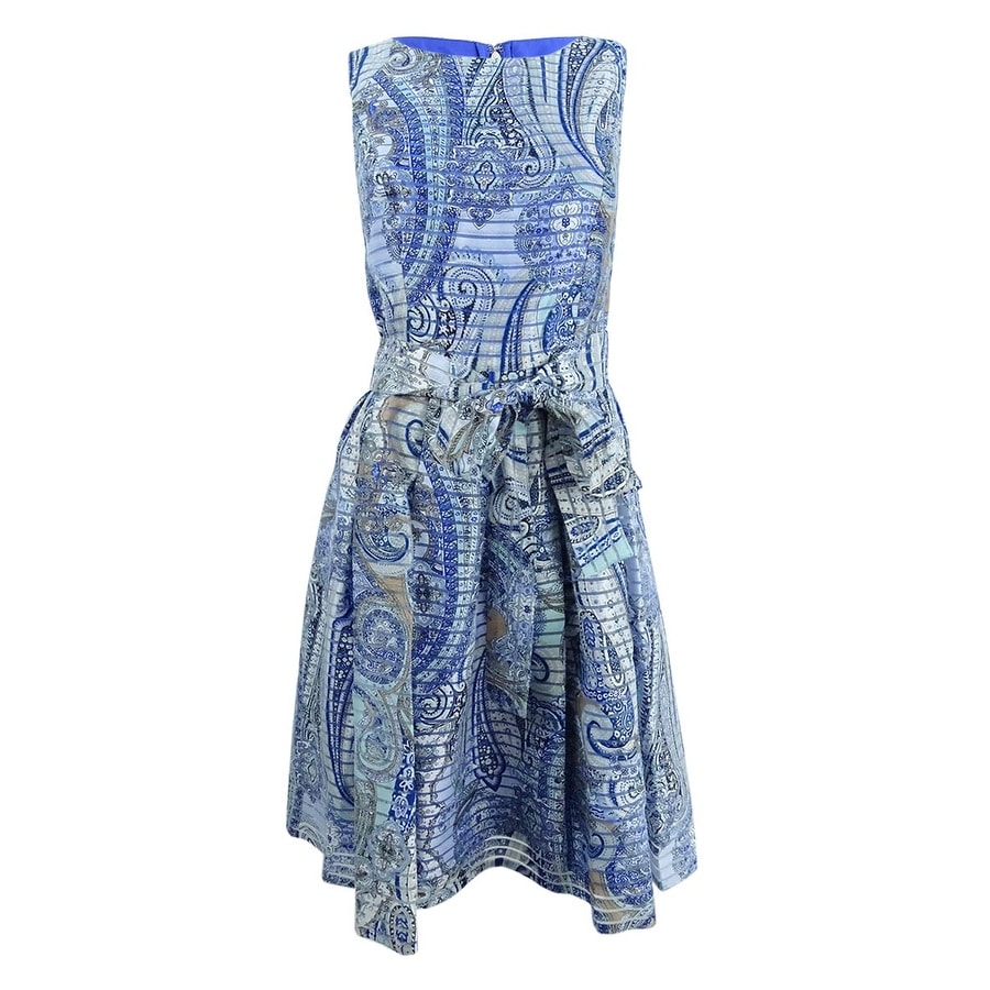 paisley fit and flare dress Blue Paisley Fit and Flare Dress main image 0