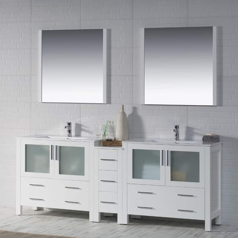 Blossom Sydney 84 Inch Solid Wood Double Sink Vanity with Side Cabinet