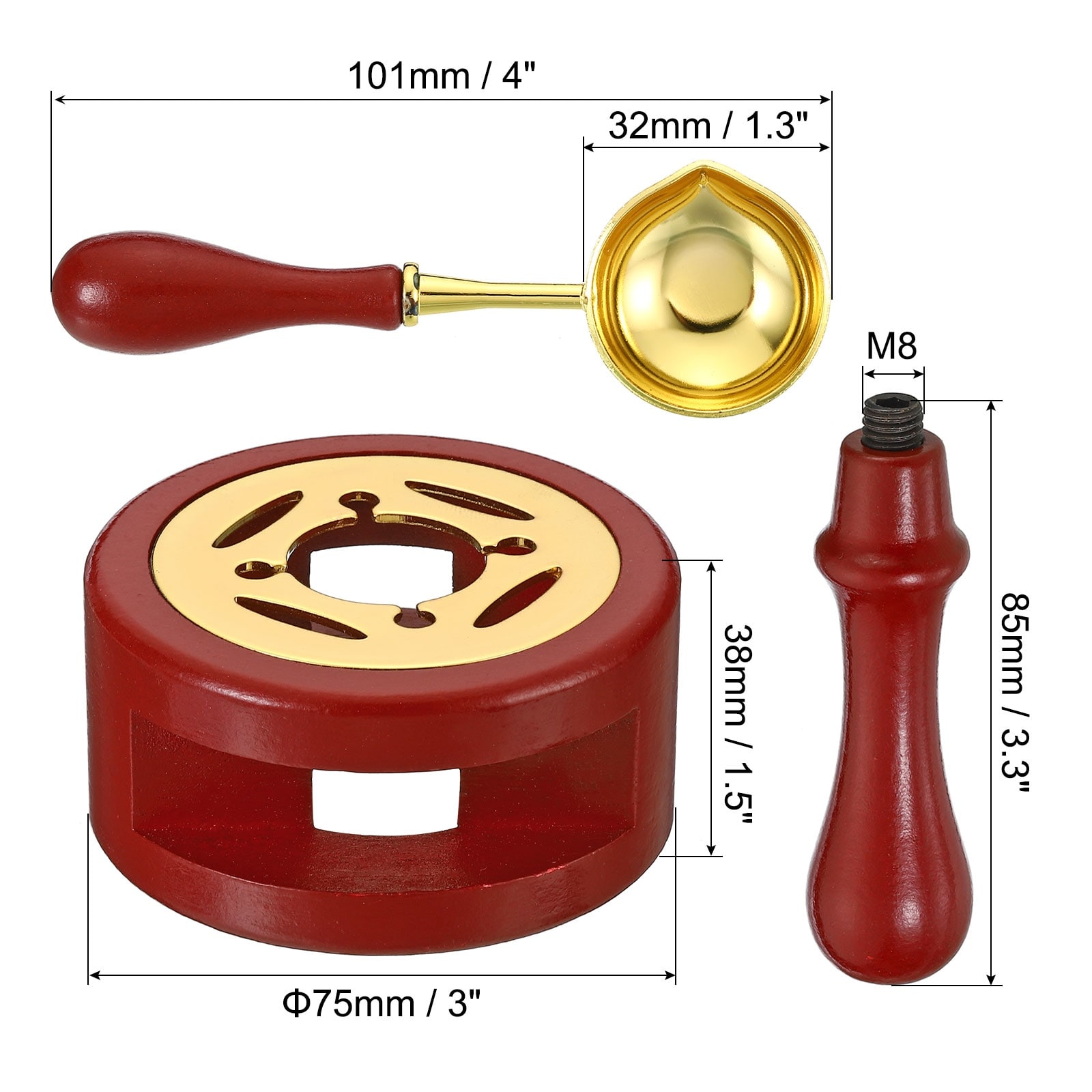 Wax Seal Kit, Wax Seal Warmer Melting Spoon Wax Seal Stamp Handle Melt Stove Pot Furnace Tool