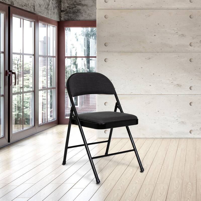 Hampden Furnishings Bernadine Basics Collection Fabric Folding Chair, Pack of 4