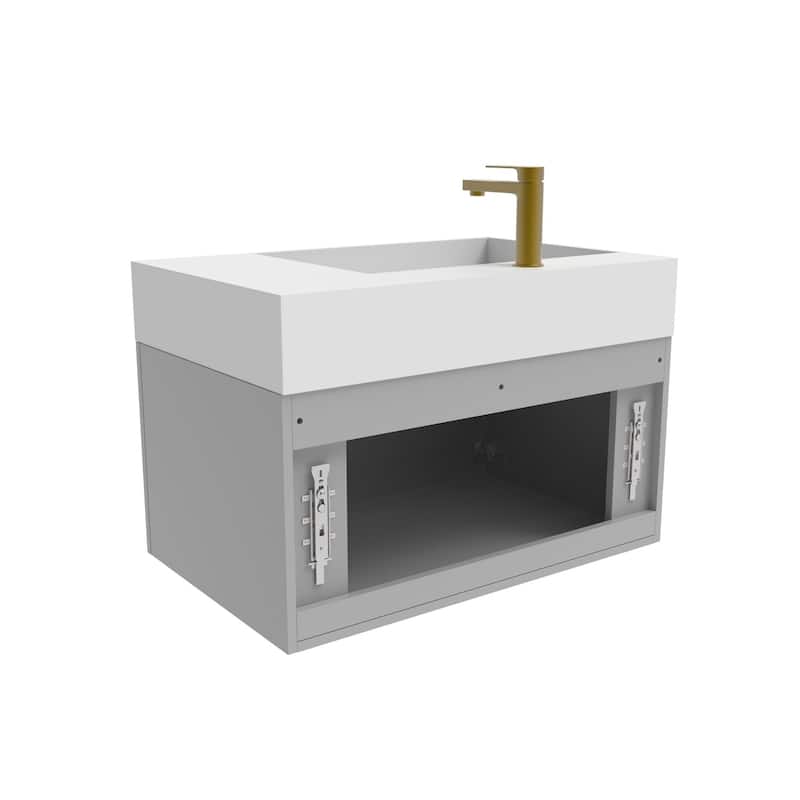 Amazon 30" Wall Mounted Bathroom Left Basin Vanity Set w/ White Top