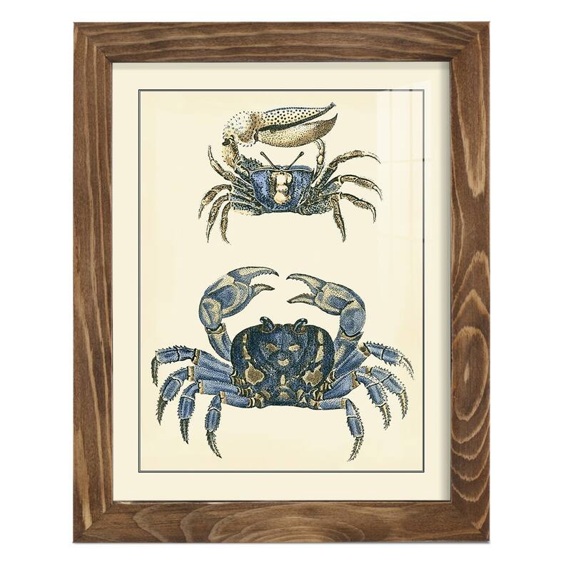 Antique Blue Crabs II -Framed Print w/glass-Cherry Red
