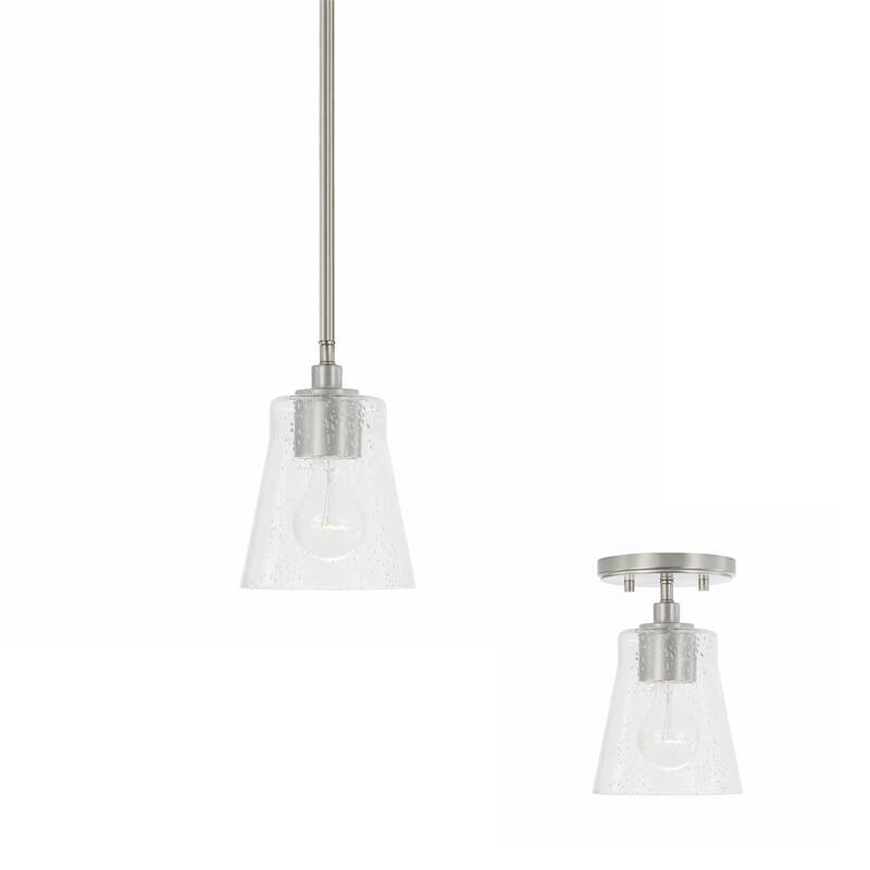 Baker 1-light Mini Pendant/ Semi-Flush Mount w/ Clear Seeded Glass