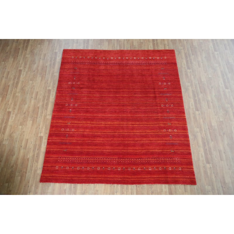 Tribal Gabbeh Indian Area Rug Hand-Knotted Modern Wool Carpet - 8'0" x 9'5"