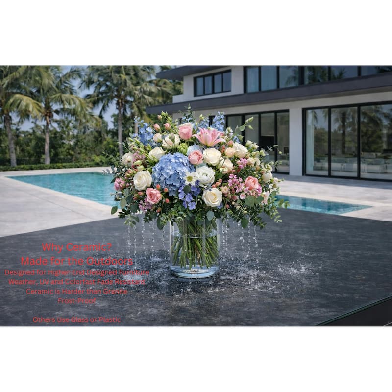 Alva Dark Grey 9-Piece Aluminum Outdoor Dining Set with Sling Set in Pewter - N/A