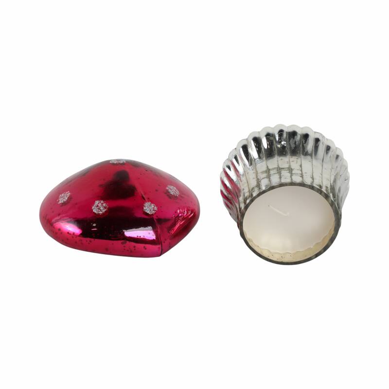 Glass Mushroom Candle Jar with Lid Boho Glam Wax Soy Accent Decor - 6" x 6" x 6"