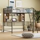 preview thumbnail 8 of 26, Space-Saving Metal Loft Bed with Desk and Storage Shelves full - Black