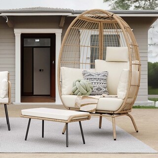 Oversized patio chair with ottoman on sale
