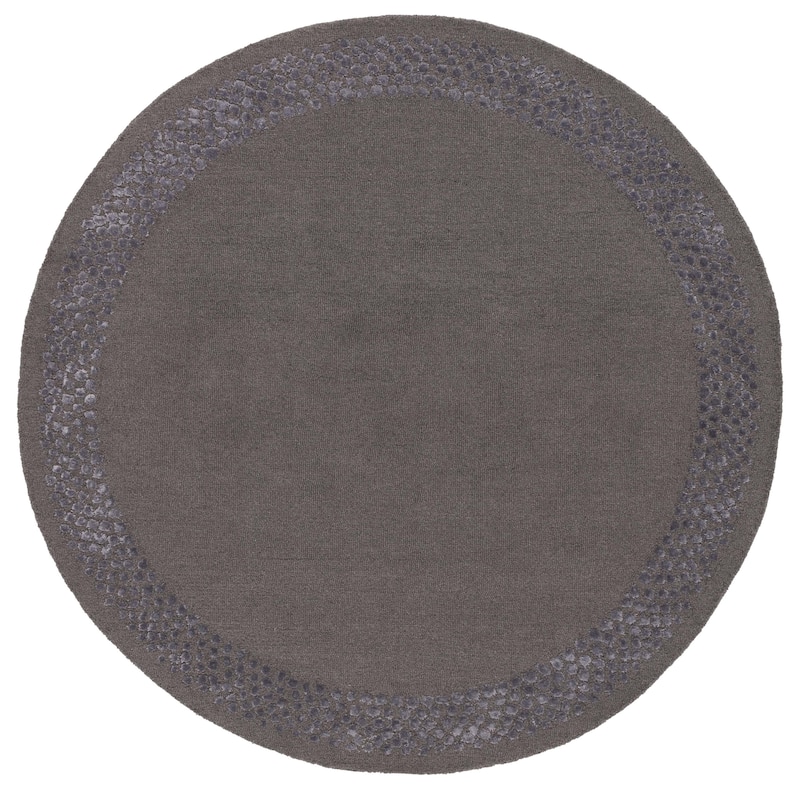 SAFAVIEH Handmade Glamour Printed Border Viscose Rug - 6' Round - Dark Grey