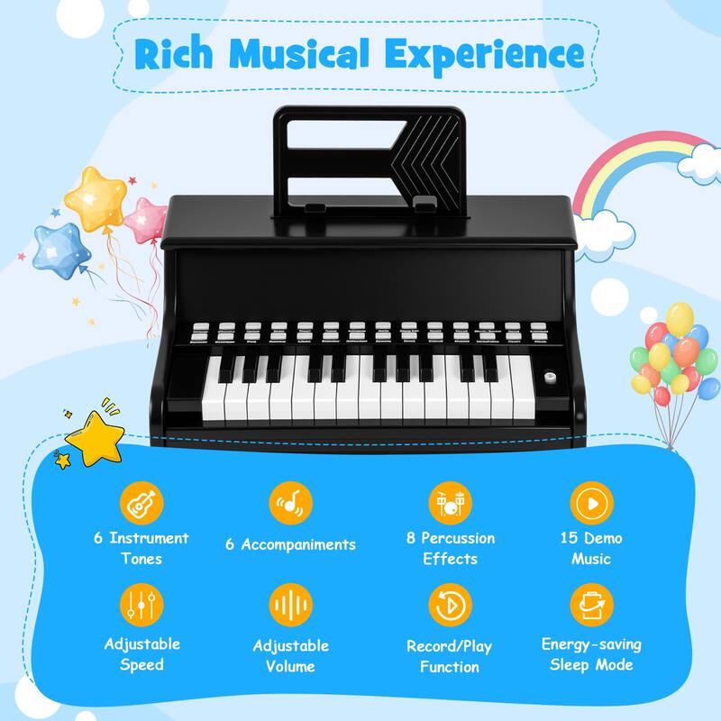 Gymax 25 Keys Digital Piano w/Music Stand Teaching Mode Lighted Keys 6