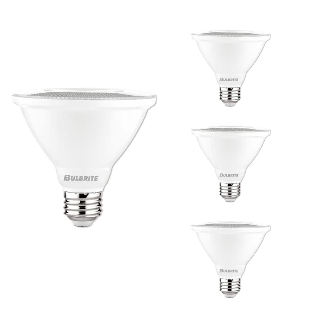 Bulbrite Pack of (4) 10 Watt Dimmable Flood PAR30 Short Neck Medium (E26) LED Light Bulb - Soft White Light
