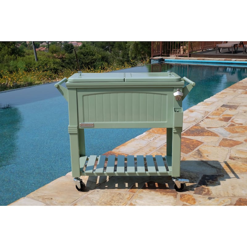 Permasteel 80-Qt Antique Furniture Style Rolling Patio Cooler