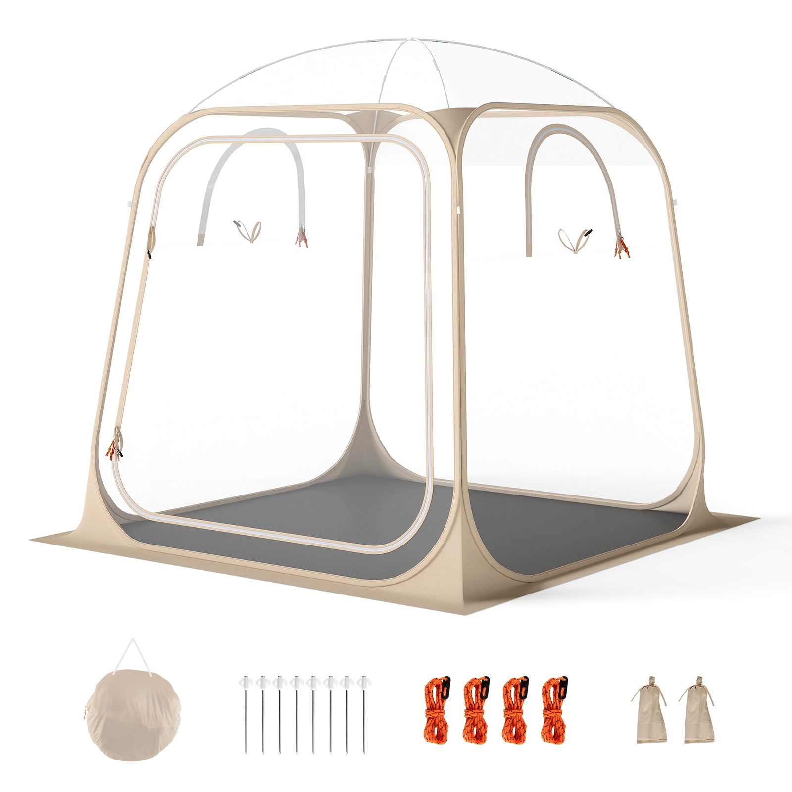 Gymax 7x7ft Clear Bubble Pop-Up Tent w/Sealed Floor Bag PVC Screen for