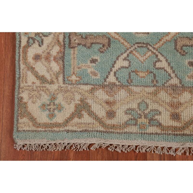 Light Blue Oushak Oriental Runner Rug Handmade Bedroom Wool Carpet - 2'6" x 10'0"