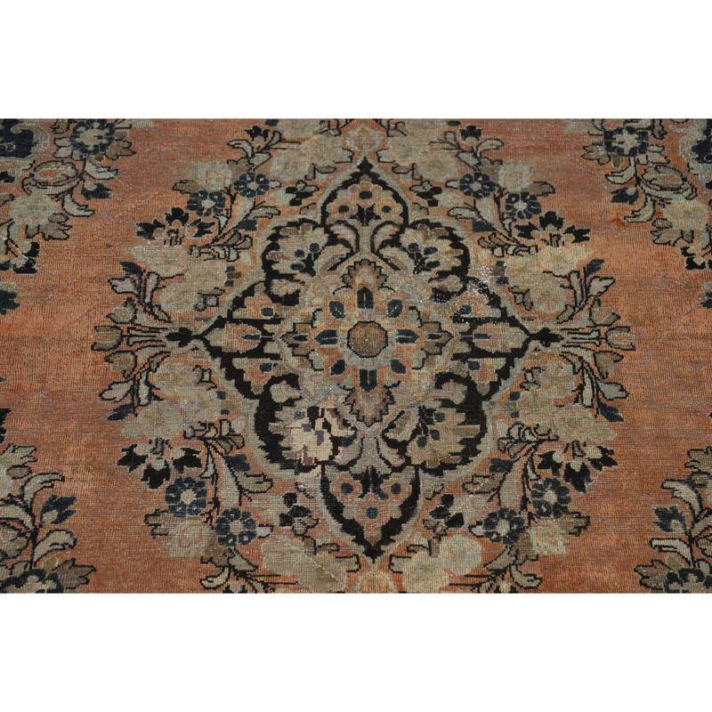Floral Mahal Antique Persian Area Rug Hand-Knotted Wool Carpet - 9'1" x 12'2"