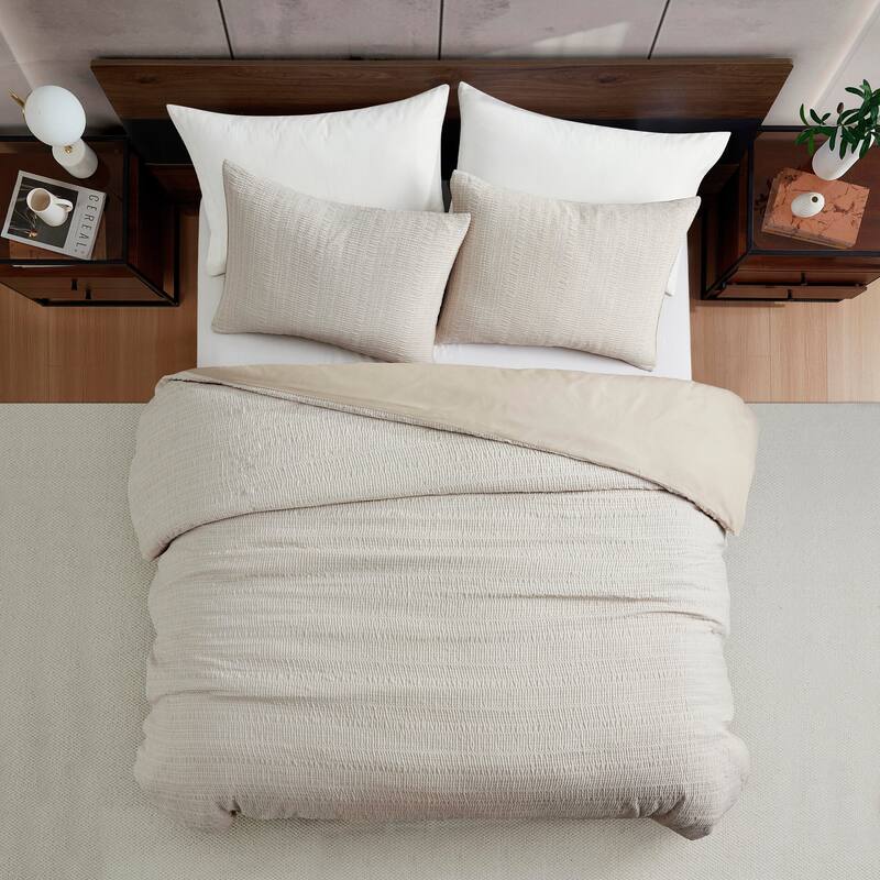 Kenneth Cole Stitched Gauze Beige Comforter Set