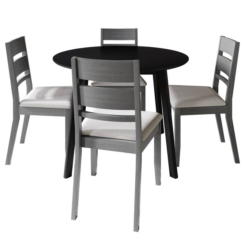 CraftPorch Elegance 4-Piece Chair and Round Table Wooden Dining Set - Grey