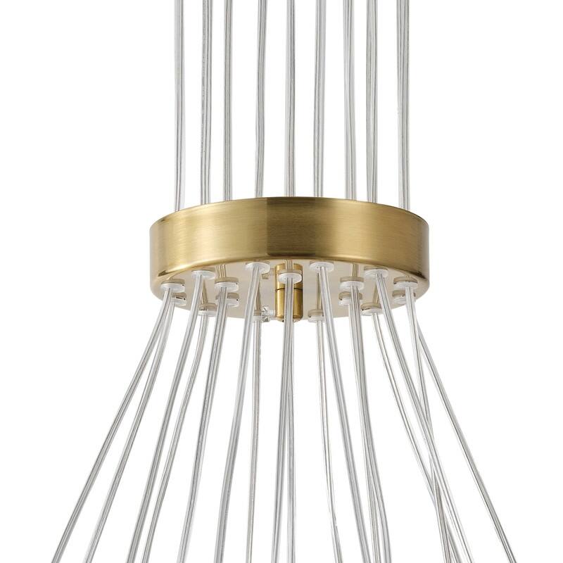 Modern 19-Light Stone Glass Globe Cluster Chandelier in Brass Finish - N/A