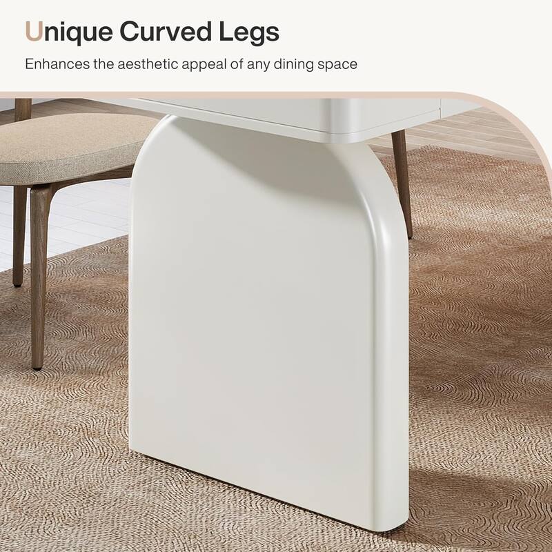 63-Inch Rectangular White Glossy Modern Dining Table for 4-6 People - 62.99"W x 23.62"D x 29.92"H
