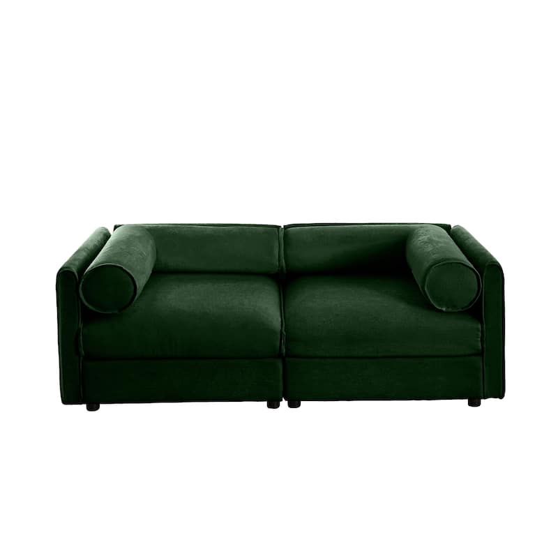 75.5" Chenille Upholstered 2-Seater Modular Sectional Sofa with Storage Seat, DIY Combination