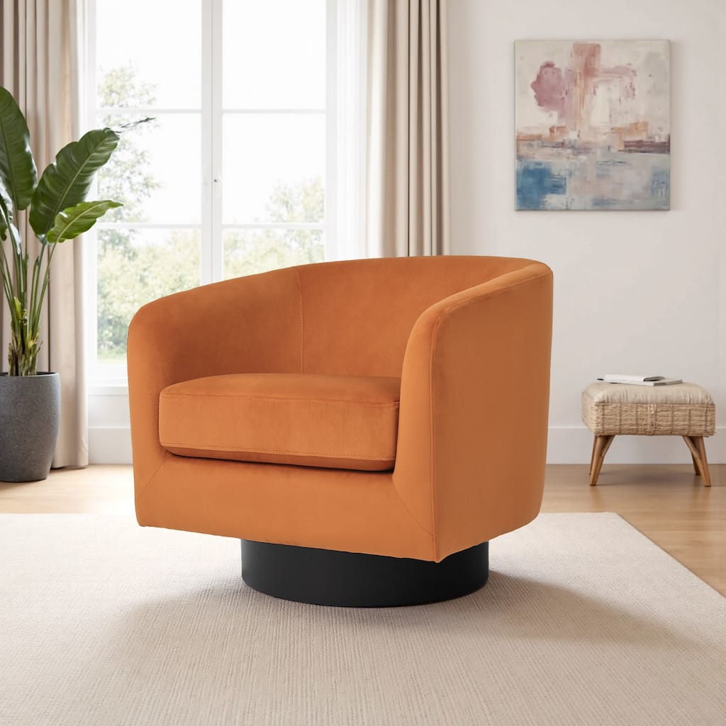 Modern Upholstered 360 degree Swivel Accent Arm Chair