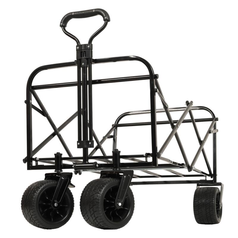 440lbs Collapsible Foldable Wagon Cart, Beach Wagon Utility Cart Utility Wagon Grocery Cart