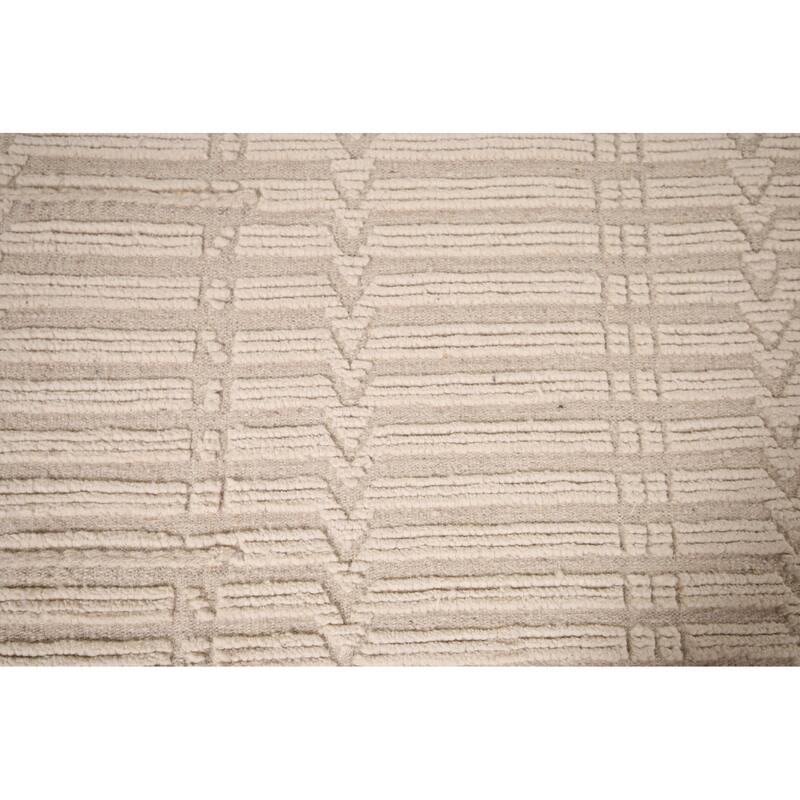 Earth Tone Moroccan Area Rug Handmade Oriental Wool Carpet - 7'11" x 10'4"