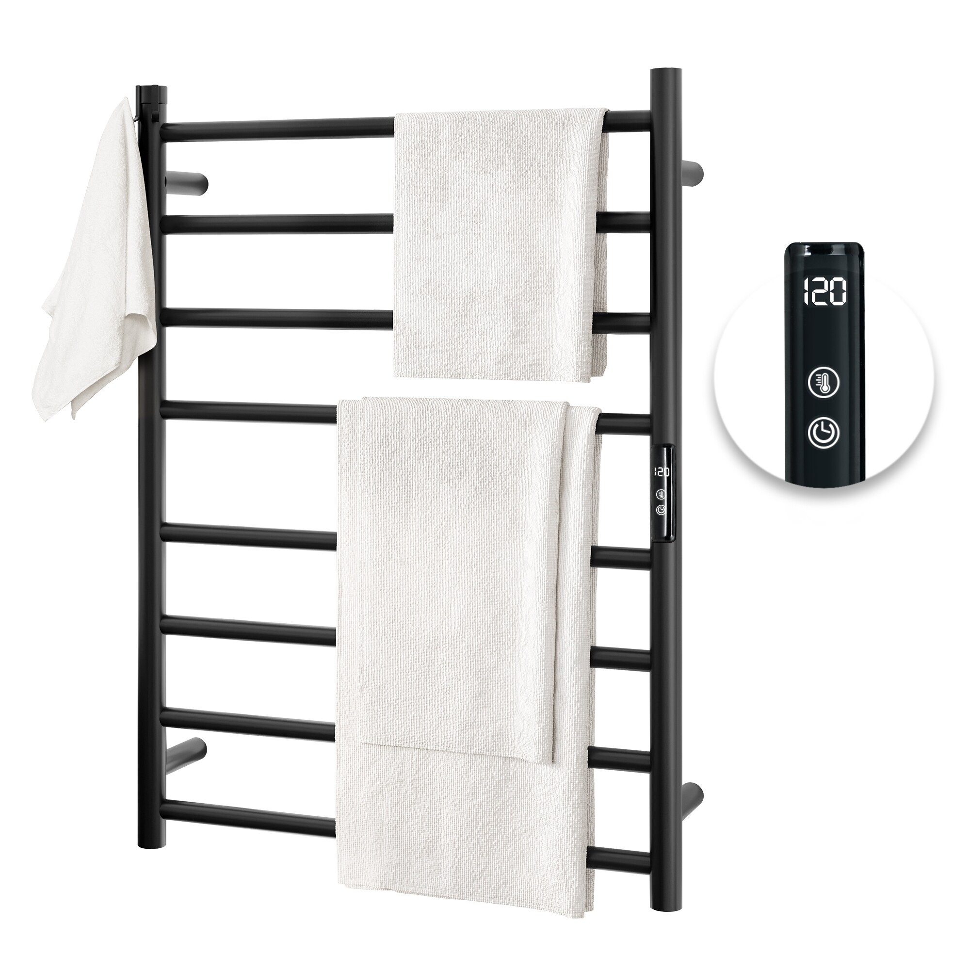 8 Bar Wall Mounted Electric Towel Rack Heater with Temperature Controlled  Timing Switch - On Sale - Bed Bath u0026 Beyond - 37685467