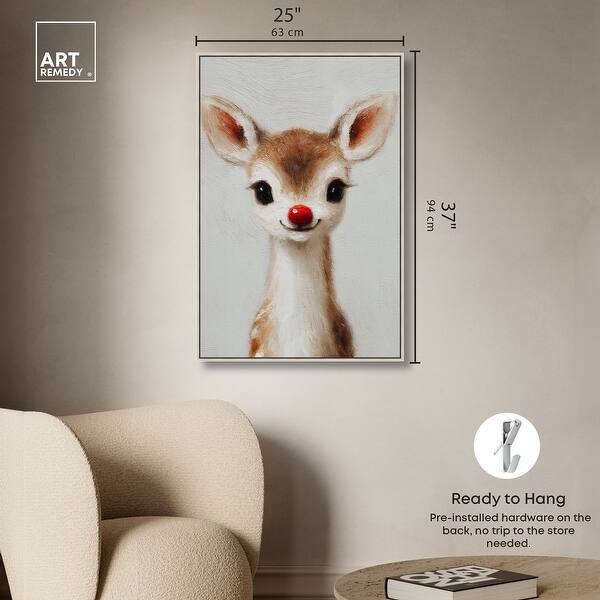 dimension image slide 19 of 24, Baby Rudolph Christmas Wall Decor Canvas Print by Art Remedy