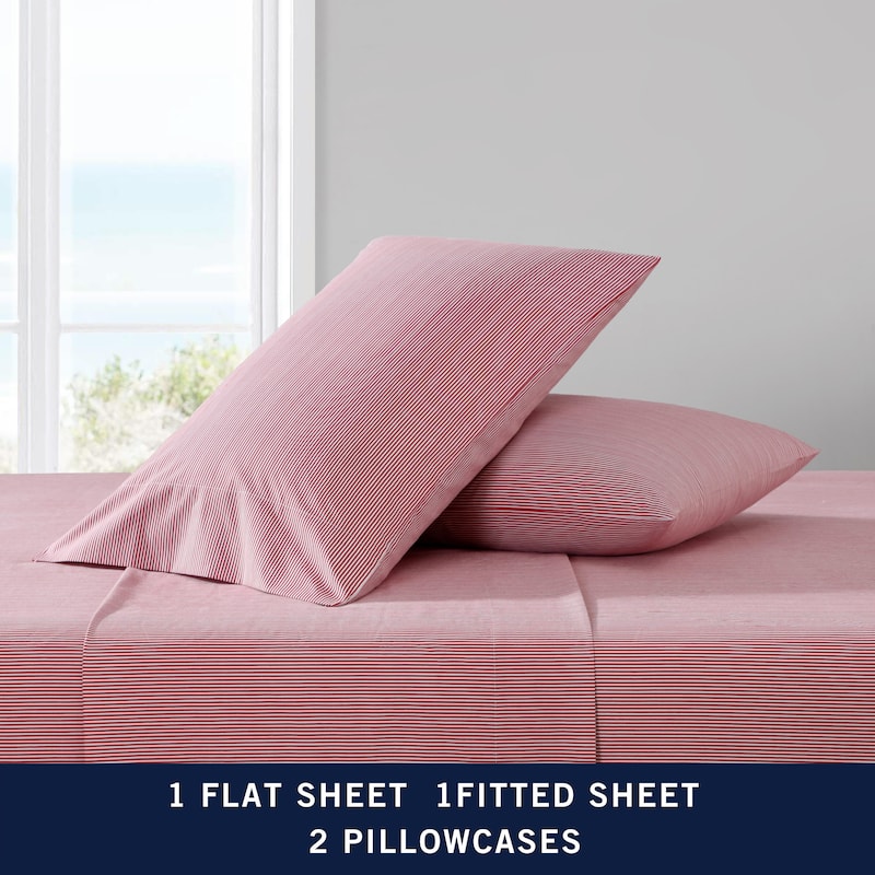 Nautica Cotton Percale Deep Pocket Bed Sheet Sets
