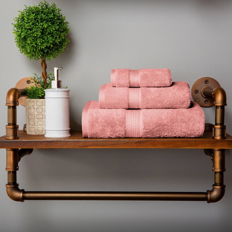 Superior Egyptian Cotton Pile Heavyweight 3-Piece Towel Set - Tea Rose
