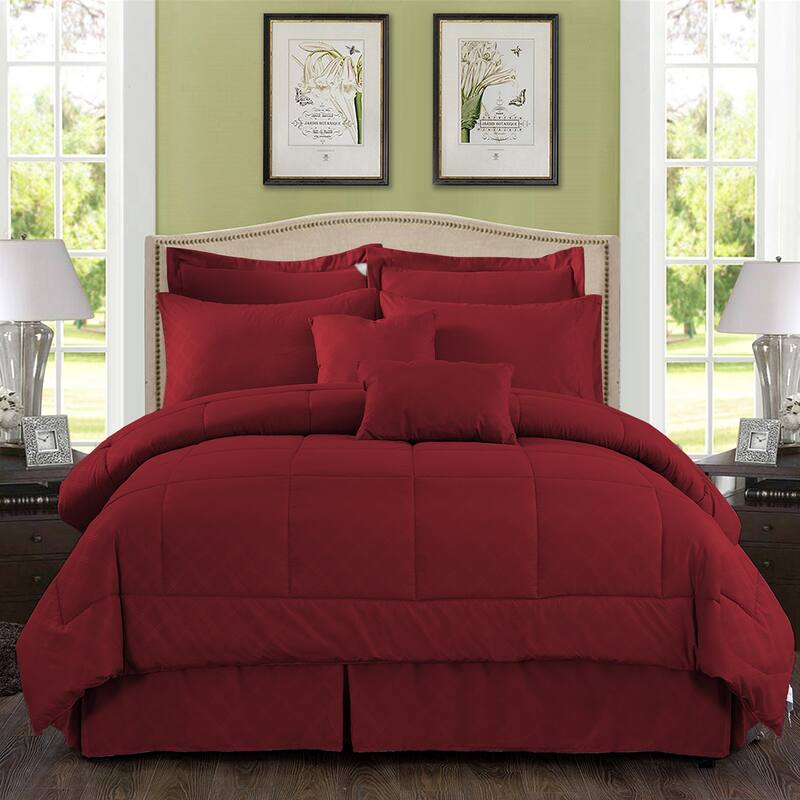 10-piece Solid Color Microfiber Comforter and Sheets Set