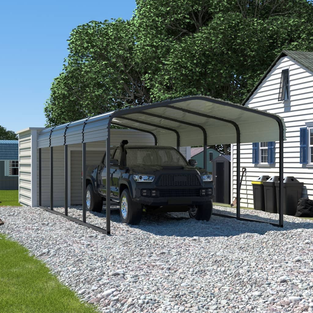 VEIKOUS 12'x20' Metal Carport , Heavy Duty Steel Carport, Outdoor Car Shelter for Car, Boats, and Tractors - 12'×20'