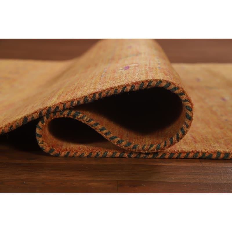 Hand Knotted Oriental 100% Wool Carpet Tribal Animal Pictorial Oranges & Rust Gabbeh Area Rug - 7' 8'' X 4' 10''