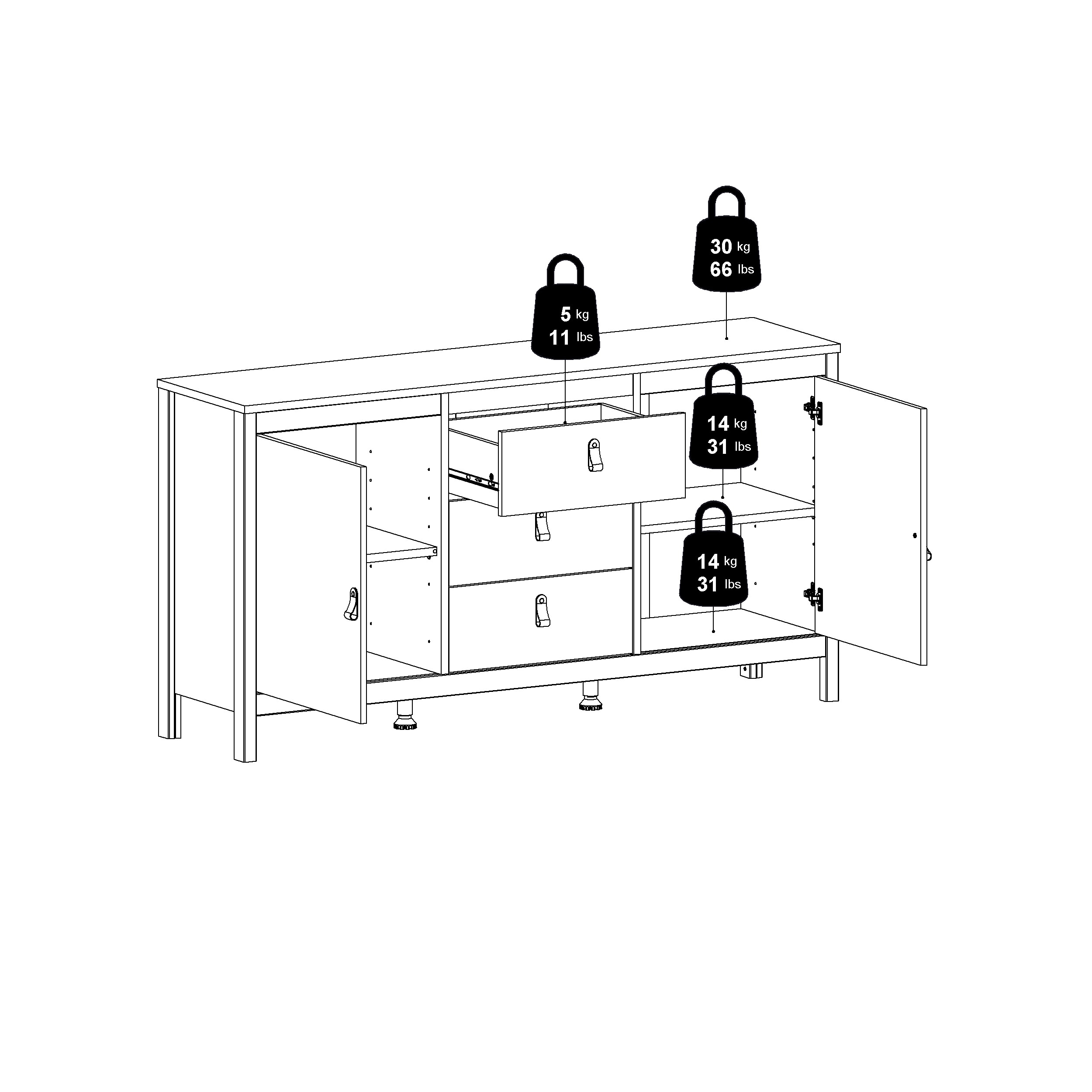 Porch & Den Madrid 2-Door Sideboard with 3-Drawers - Picture 8 of 20