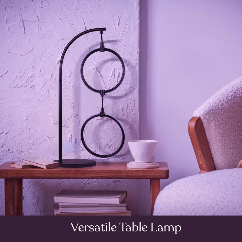 Brightech Nova 24 in. Classic Black Modern & Contemporary Integrated LED Arc Table Lamp with Built-In Color Changing Function