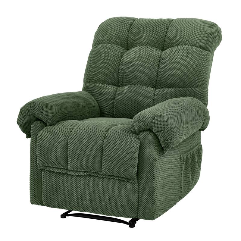 Recliner Chair, Overstuffed Armchair, Manual Recliner, Padded Footrest, Ergonomic Lounge Chair, Soft Fabric Recliner