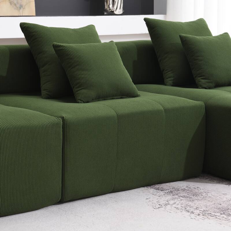 105.5" Corduroy L-Shaped Modular Sectional Sofa with Wide and Deep Seat, Tufted Design, and No Assembly Required