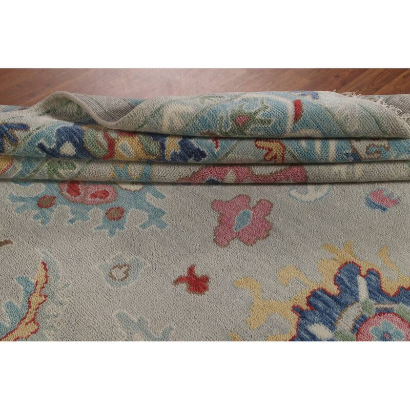All-Over Oushak Oriental Area Rug Hand-Knotted Wool Carpet - 9'0" x 11'8"
