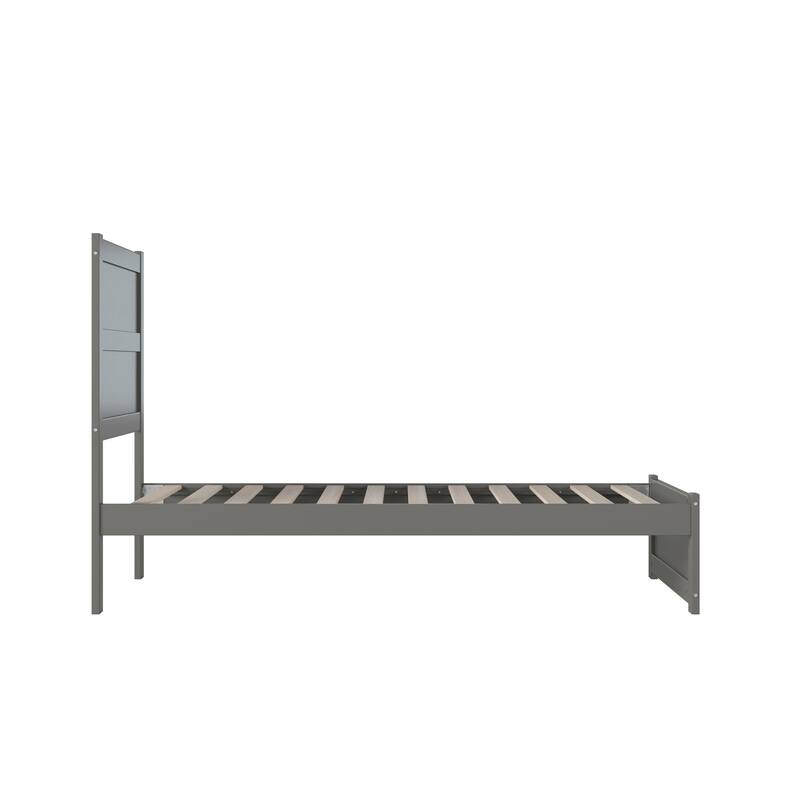 NoHo Twin Platform Bed with Matching Footboard in Grey
