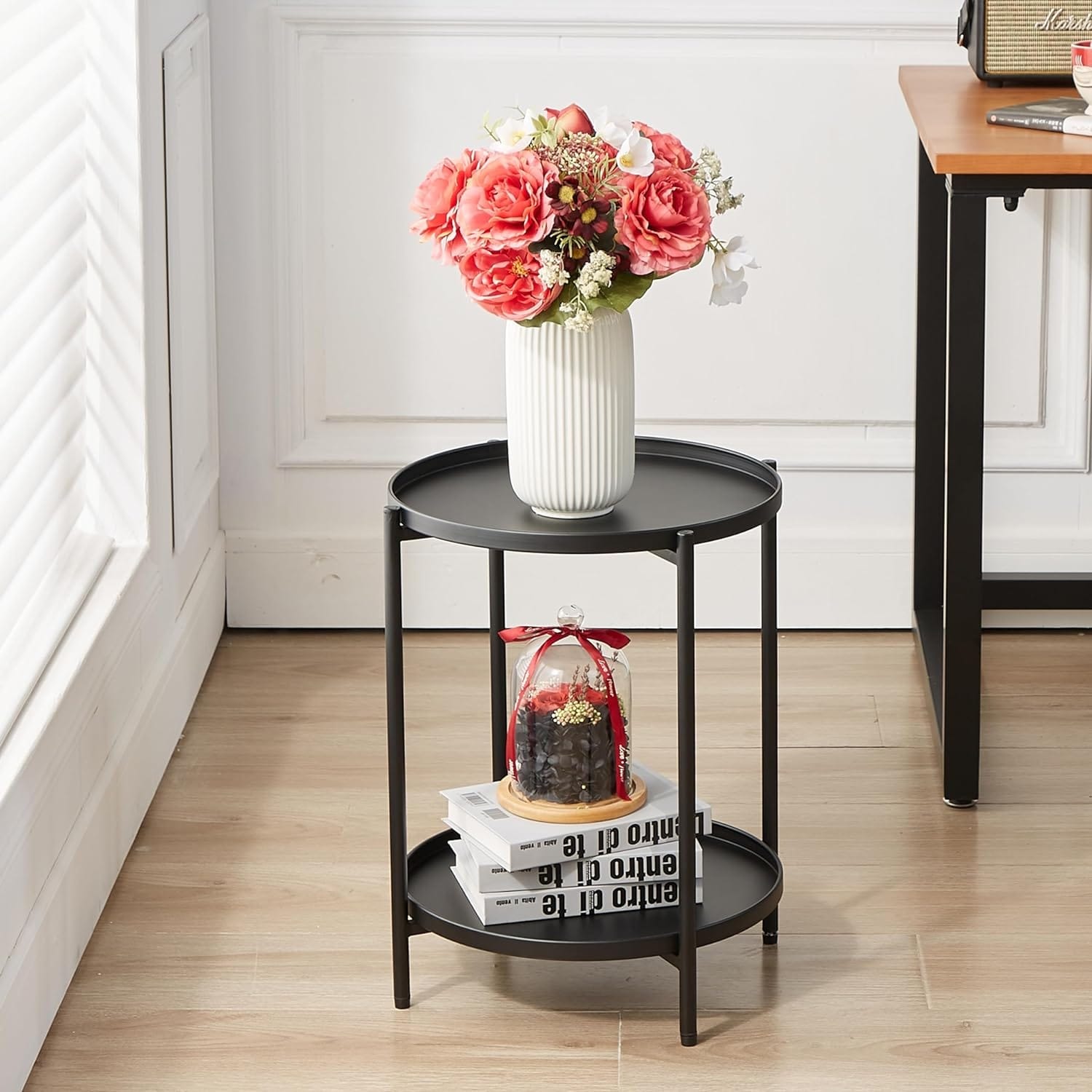 Small outdoor metal side table top