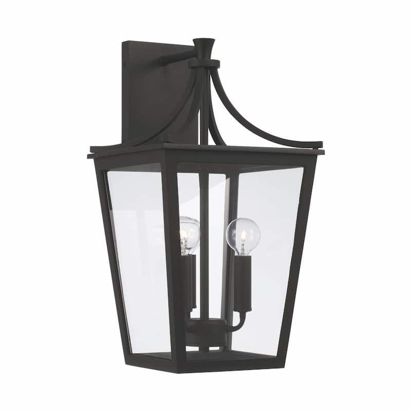 Adair Black Outdoor Wall Lantern w/ Clear Glass - 19.25"H x 10"W/3-light