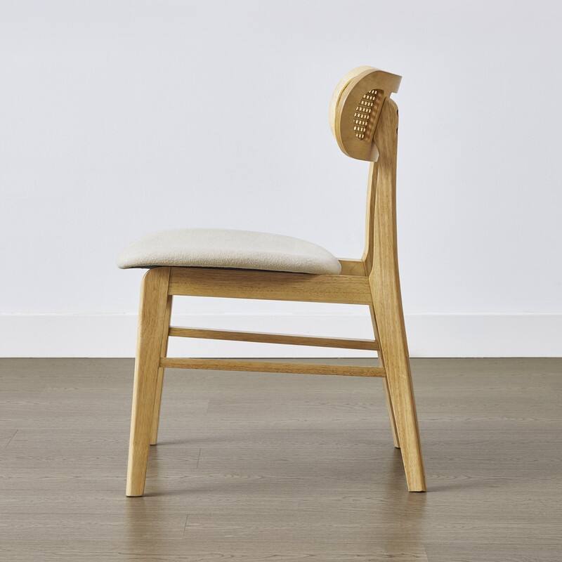 Spruce & Spring Extendable Dining Table Set with Woven Rattan Dining Chairs