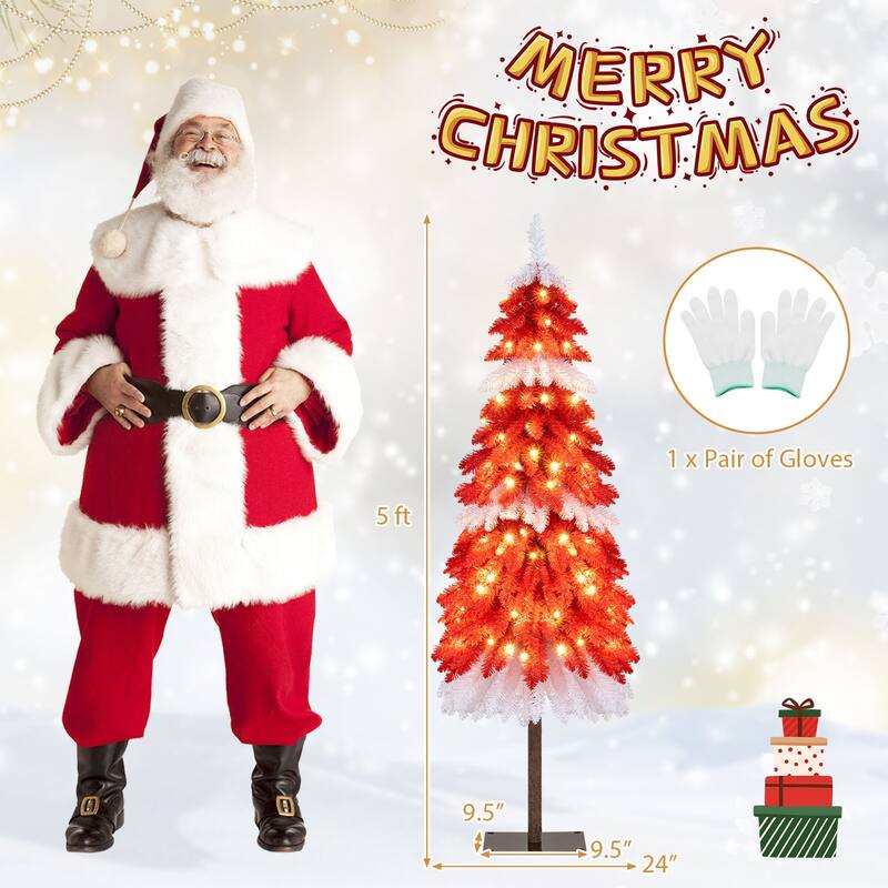 Costway 5 FT Artificial Candy Cane Christmas with 100 Warm White LED - as pic shows - See Details