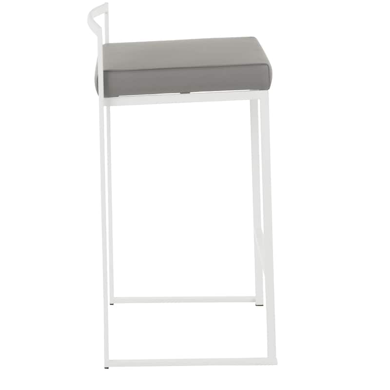 Porch & Den Forrest White Stackable Fully Welded Counter Stool (Set of 3)