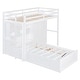 preview thumbnail 7 of 13, Wood L-Shaped Bunk Bed with Wardrobe & 6 Drawers, Twin Size White Hydraulic Bedframe w/ Storage Cabinet, Large Storage Space Bed
