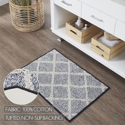 Frayed Lattice Creme & Black Bathmat 20x30